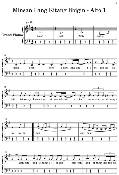 Minsan Lang Kitang Iibigin - Alto 1 - Sheet music for Piano