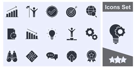 business management icon set symbol collection, logo isolated ...