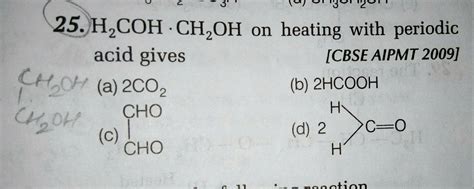 25 H Mathrm Coh Cdot Mathrm Ch 2 Mathrm Oh On Heating With