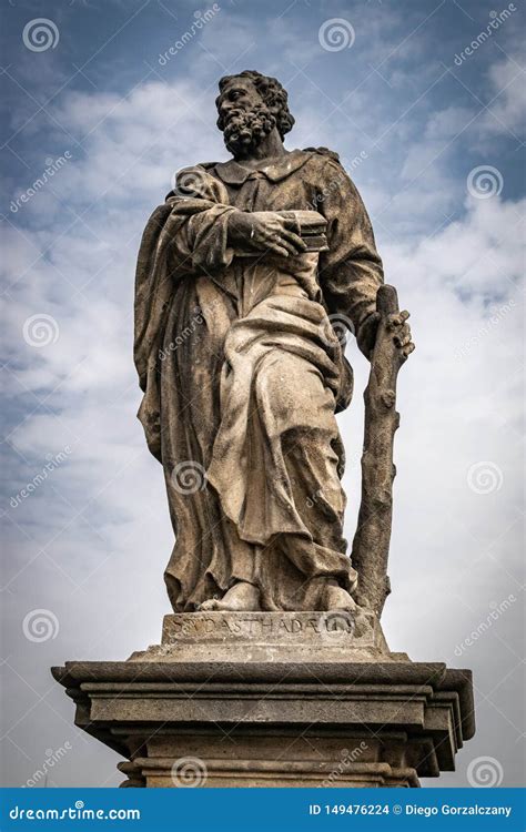 Statue Of St. Jude Thaddeus On Charles Bridge In Prague Stock Image | CartoonDealer.com #56900305