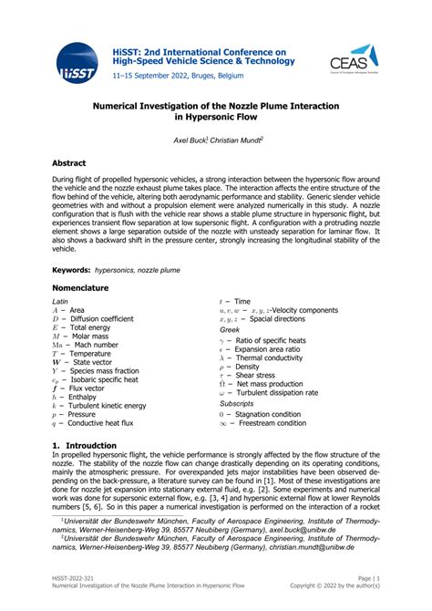 Pdf Numerical Investigation Of The Nozzle Plume Interaction In