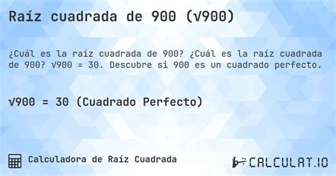 Raiz Quadrada De 900 - Raíz cuadrada de 900 (√900) - Calculatio