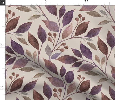 Brown Watercolor Branches Fabric Spoonflower