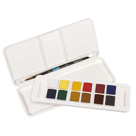 Daler Rowney Aquafine 12 Half Pan Travel Watercolor Set Assorted