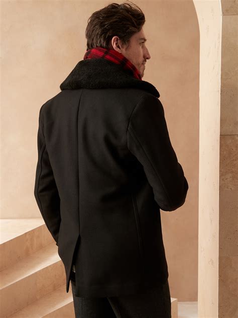 Italian Melton Peacoat With Shearling Collar Banana Republic