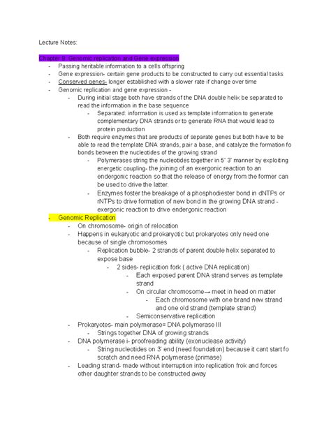 BISC300 Exam 2 Study Guide Lecture Notes Chapter 9 Genomic