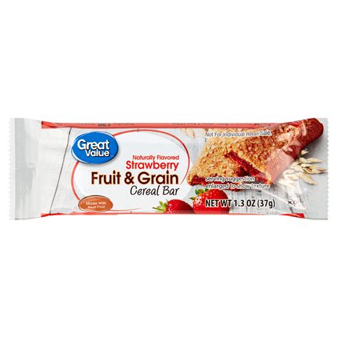 Great Value Fruit And Grain Cereal Bars Strawberry 1 3 Oz 8 Count