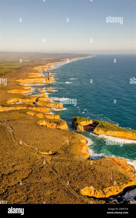 Aerial Panorama Of The Coastline At The Twelve Apostles Along The Great