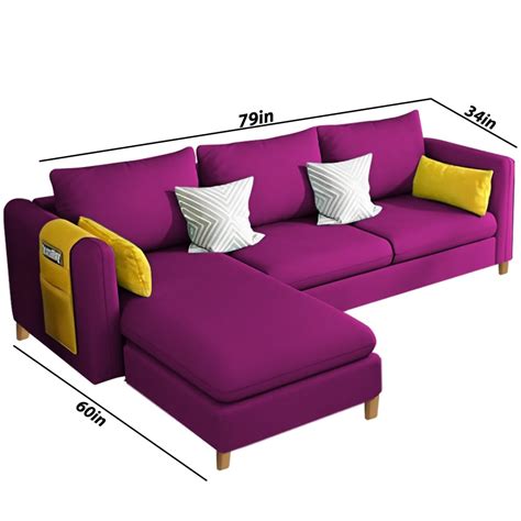 Casaliving Asser Lhs 4 Seater L Shape Sofa Set For Living Room Purple Casaliving