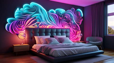 Bedrooms with Neon Psychedelic Wall Decor