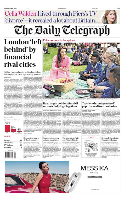 Daily Telegraph Front Page 23rd Of May 2023 Tomorrows Papers Today