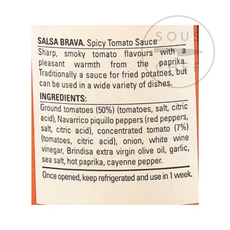 Brindisa Salsa Brava Spicy Tomato Sauce Buy Online Uk Sous Chef Uk