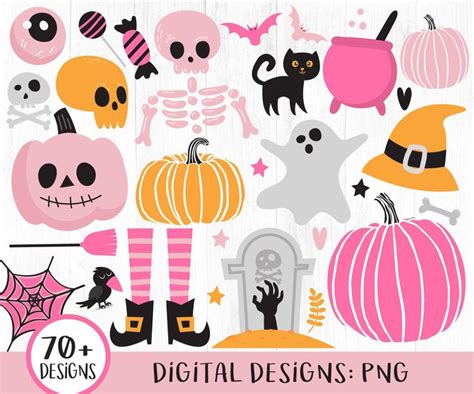 Cute Halloween Clipart, Pink Halloween Clipart, Pink Pumpkin Clip Art ...