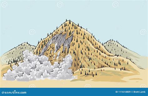 Remote Wilderness Landslide Stock Vector Illustration Of Natural