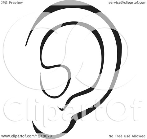 Clipart of a Black and White Human Ear - Royalty Free Vector Illustration by Bad Apples #1218079