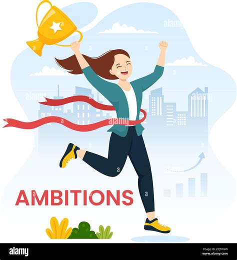 Ambition Illustration With Entrepreneur Climbing The Ladder To Success