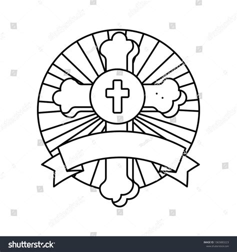 First Communion Cross Ribbon Frame Stock Vector (Royalty Free ...