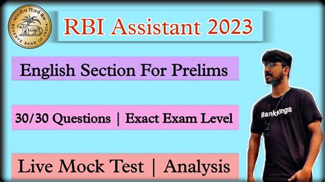 Rbi Assistant 2023 English For Prelims Live Mock Test Rbi Ibps