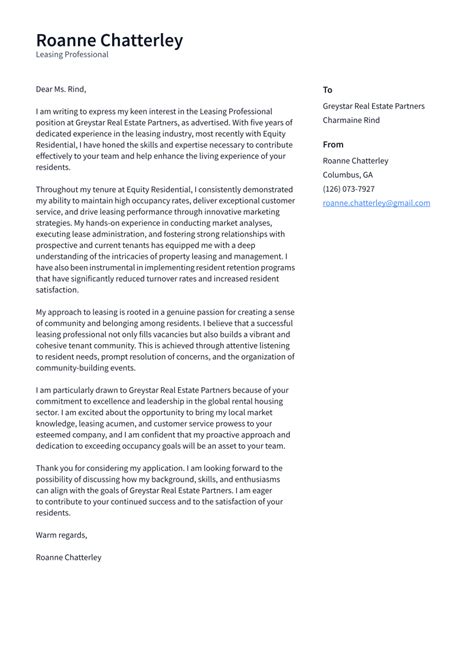 Leasing Professional Cover Letter Examples And Templates