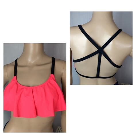 Pink Victoria S Secret Swim Final Vs Pink Neon Strappy Back Bikini Top B Poshmark