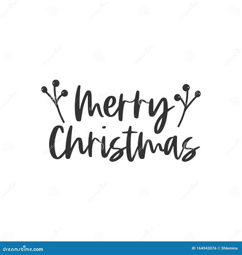 Merry Christmas Black Hand Written Lettering Phrase Stock Vector