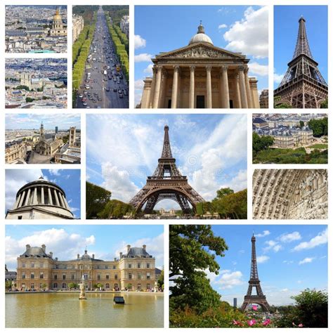 Collage Di Parigi Punti Culminanti Del Turista Immagine Stock