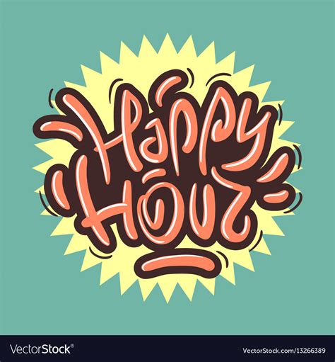 Happy hour label sign design funny cool brush Vector Image