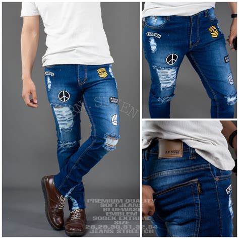 Jual Celana Panjang Soft Jeans Sobek Pria ORIGINAL Celana Jeans Pria