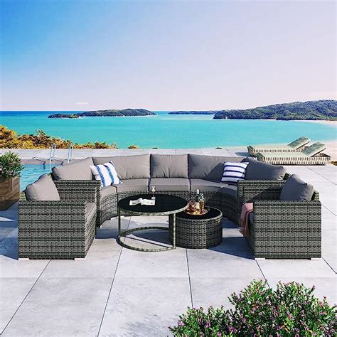 Amazon 9 Piece Outdoor Patio Half Moon Furniture Set Free