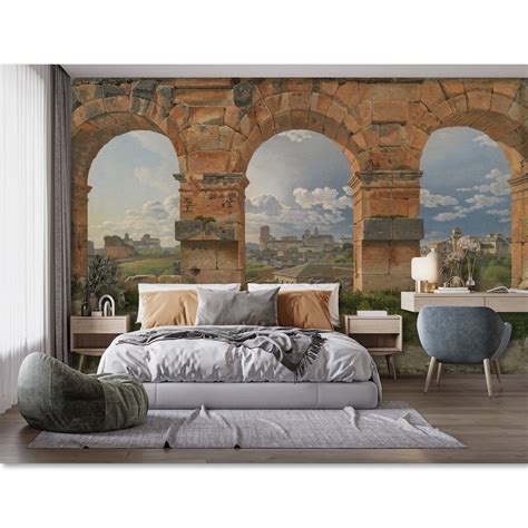 Colosseum Arches View Of Rome Wall Mural Wallpaper Vintage Architecture