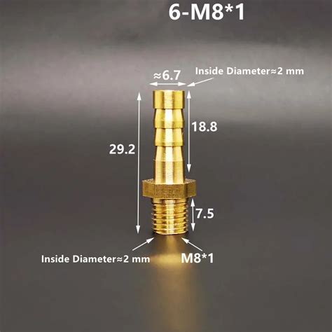 Pcs M X Metric Male Thread To Mm Hose Barb Od Brass Pipe Fitting