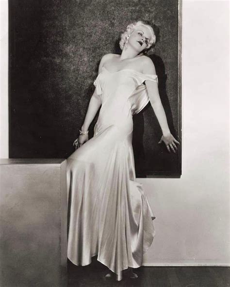 Jean Harlow In One Of Her Signature Satin Gowns Poses For Famed