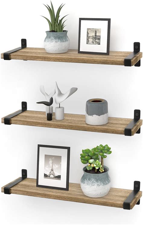 Amazon Gronda Floating Shelves Natural Wood Set Of Rustic Solid