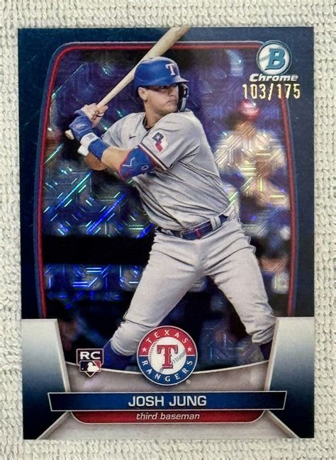 Bowman Chrome Josh Jung Navy Blue Mojo Refractor Rc Rangers