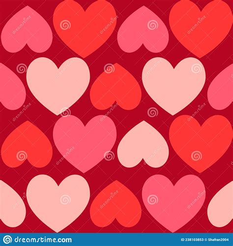 Red Hearts Vintage Love Romantic Vector Seamless Pattern Stock