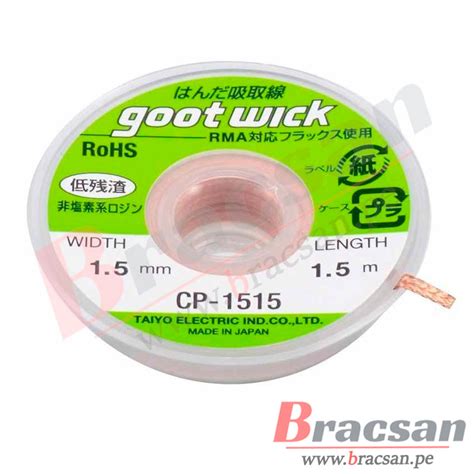 MALLA PARA DESOLDAR DESOLDADORA 1 5MM X 1 5MT GOOT CP 1515B Bracsan