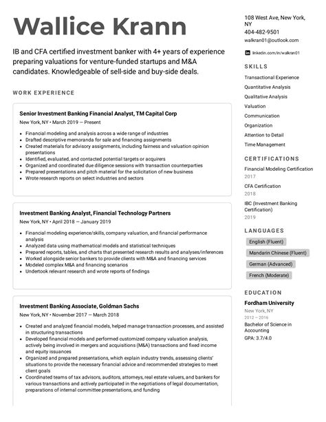 Investment Banker Resume Example Writing Tips For 2022