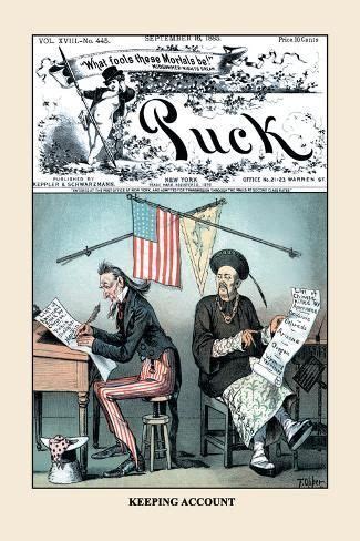 Puck Magazine Keeping Account Art Print Frederick Burr Opper Art