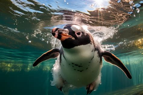 Premium AI Image | In the zoos aquatic habitat a Fiordland penguin from ...