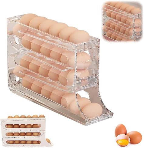 Tiers Egg Holder For Fridge New Automatic Scrolling Egg Rack