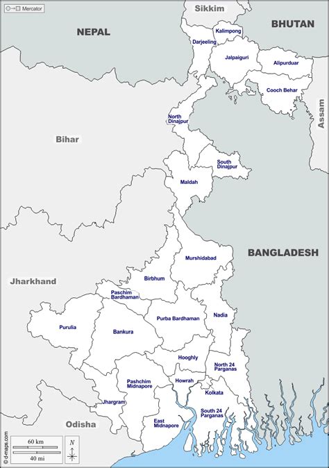 West Bengal Free Map Free Blank Map Free Outline Map Free Base Map