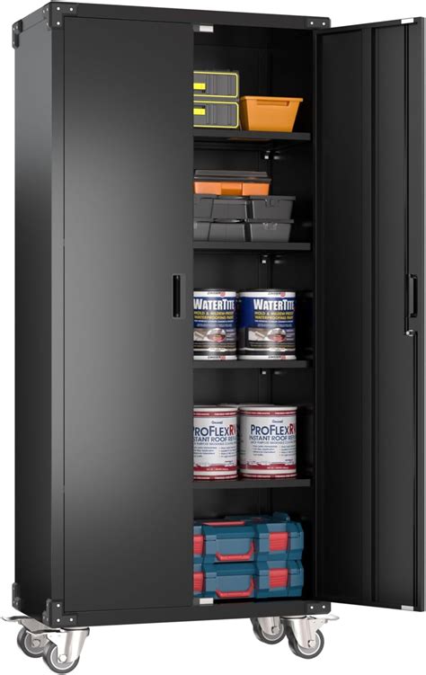 Aobabo Metal Garage Storage Cabinet On Wheels Steel Garage Cabinets