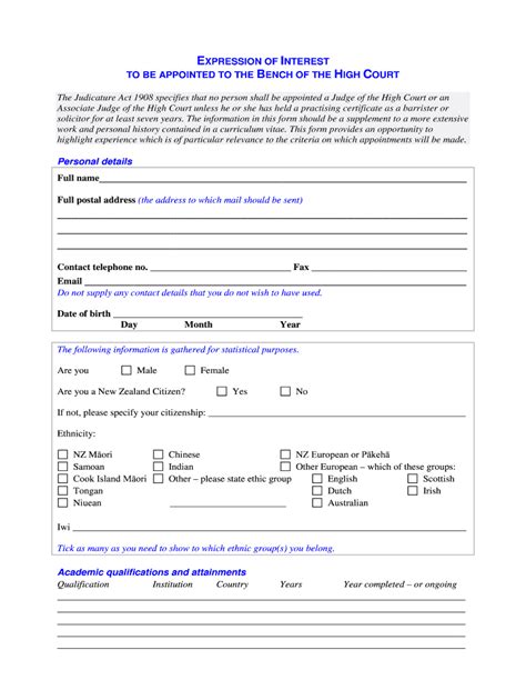 Employment Court Draft EoI Form Crown Law Office Fill Out And Sign