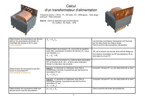 Calcul D Un Transformateur D Alimentation