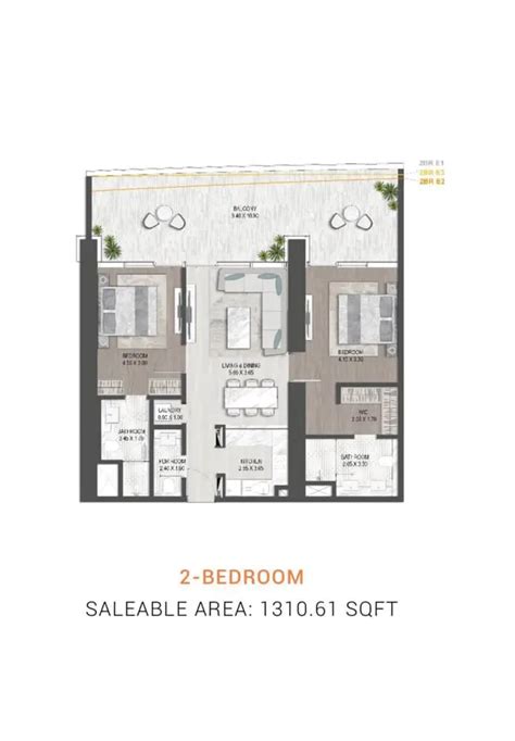 Damac Sapphire 2 Bedroom Apartment Floor Plan