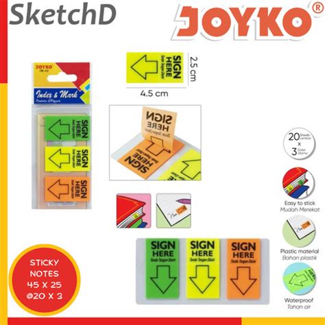 Jual Memo Tempel Penanda Plastik Joyko Im Sticky Notes Sign Here