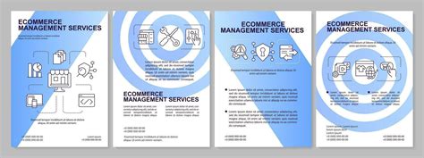 Ecommerce Management Services Blue Gradient Brochure Template Leaflet Design With Linear Icons