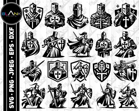 Crusader Bundle Svg Png Jpeg Eps Dxf Bundle Silhouette Cricut Clipart