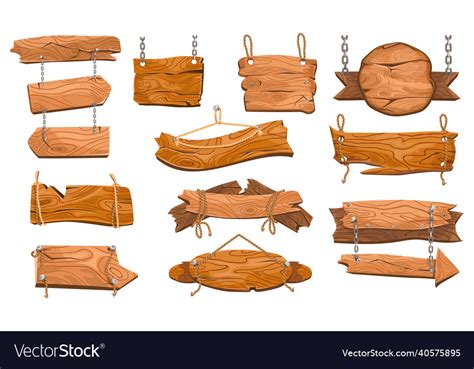 Hanging Wood Signboard Cartoon Wooden Sign Board Vector Image