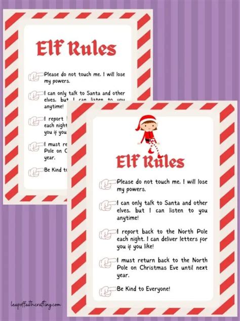 Free Elf On The Shelf Rules Printable 4 Versions Leap Of Faith